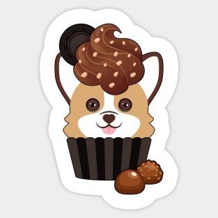 Corgi Chocolate Cupcake Sticker